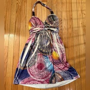 Colorful Bohemian Padded Burnout Halter Fairy Dress